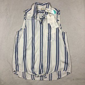 beachlunchlounge Top Womens XS Stitchfix Janera Blue Stripe Blouse Shirt NEW